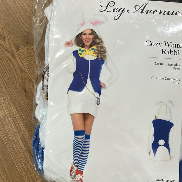 NWT Leg Avenue Women's Cozy White Rabbit Alice And Wonderland Dress Up Costume - Picture 4 of 6